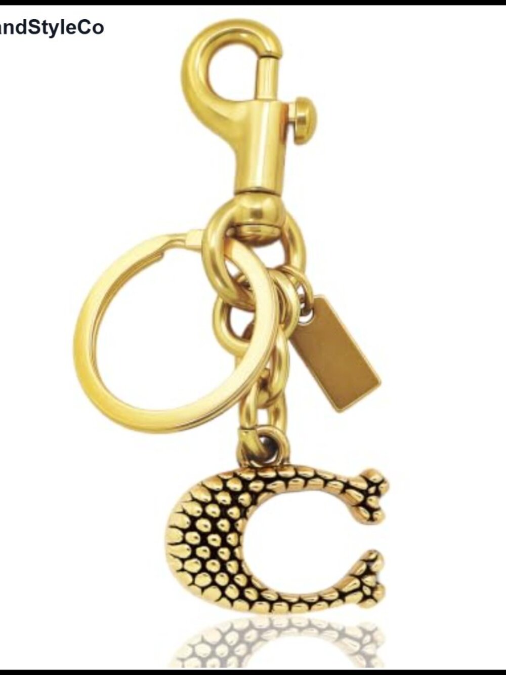 3D Letter C Snake Print Bag Charm Keychain Alloy Lightweight
